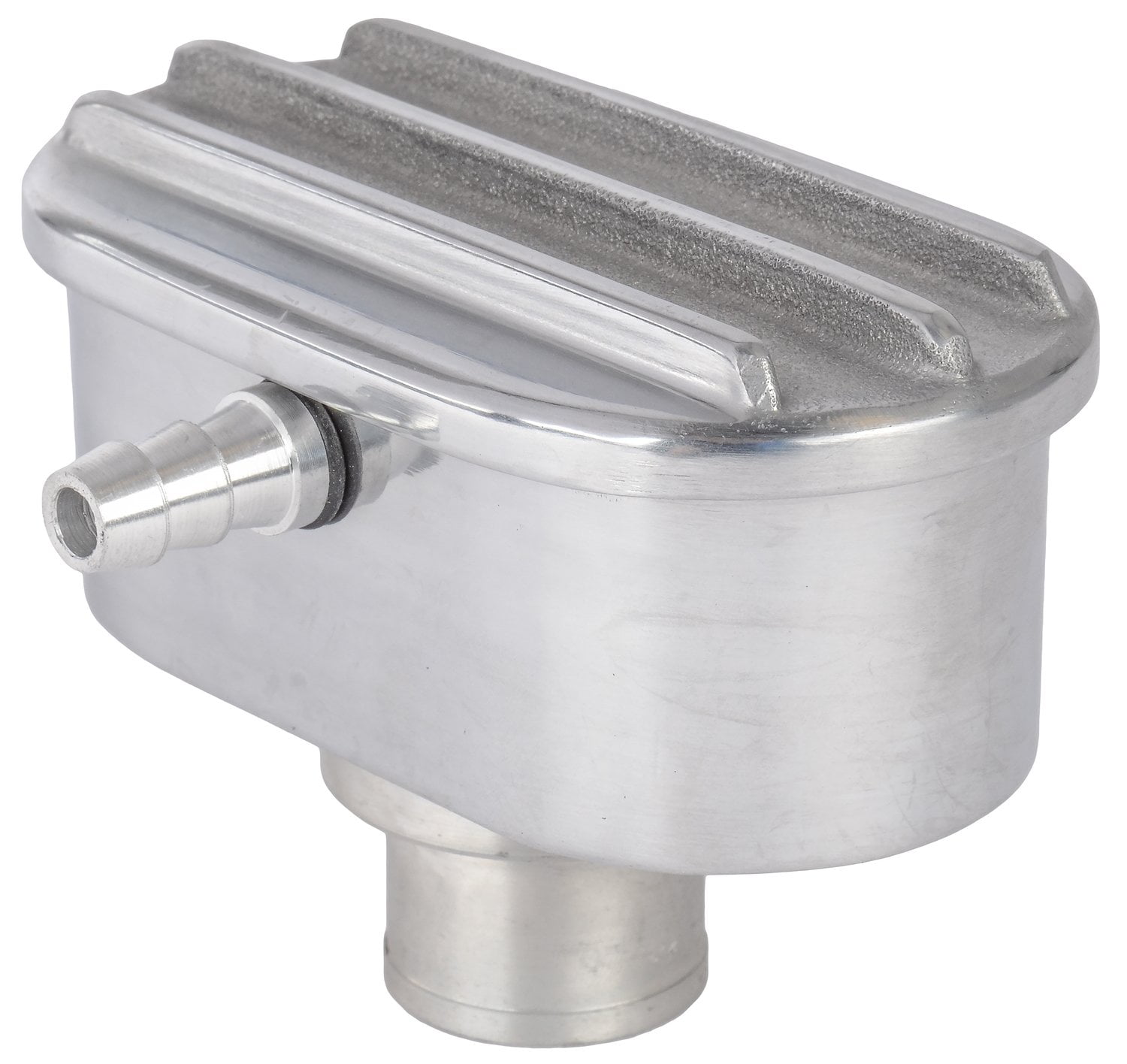 JEGS 501121 Polished Finned Valve Cover Push In Breather with PCV Tube