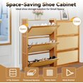 thumbnail image 3 of Rattan Shoe Storage Cabinet for Entryway, Bamboo Slim Shoe Cabinet with 3 flip Drawers, Freestanding Shoe Organizer for Hallway, Narrow Space,Natural, 3 of 18