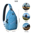 thumbnail image 5 of Sling Backpack,Blue Christmas Snowflake Pattern Sling Bag with Water Bottle Holder,Waterproof Sling Bag for Men/Women with Headphone Jack for Hiking,Travel, 5 of 6