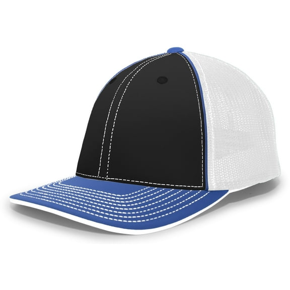 Pacific Headwear Adult Trucker Hat Unisex Black/White/Royal Xs