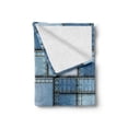 thumbnail image 2 of Country Soft Flannel Fleece Throw Blanket, Patchwork of Different Size Shapes Pattern Vertical Warp Beam Artprint Geometric, Cozy Plush for Indoor and Outdoor Use, 50" x 60", Blue, by Ambesonne, 2 of 6