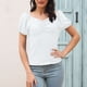 thumbnail image 2 of Blusa de manga corta para mujer, blusas informales de moda de verano para mujer, camisas de manga corta con cuello en V para compras diarias, blanco XL, 2 of 6