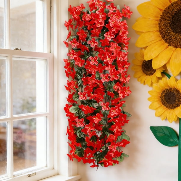Guirnalda artificial colgante de glicinias con cesta – Orquídeas de seda violeta realistas para fondos de boda, decoración de paredes y exposiciones de jardín