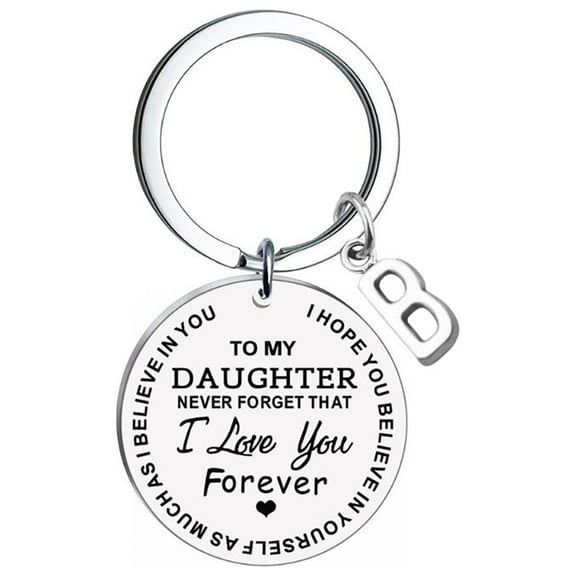 Rkxzt Diy to My Daughter Stainless Steel Keychain - Custom Last Name Keychain,Personalized 26 Letter Keyring,Sentimental Gift for Daughter