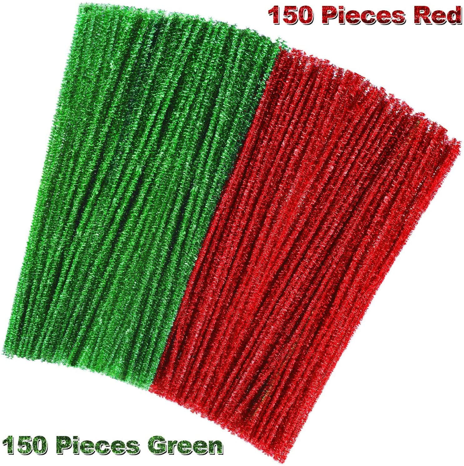200psc Red Glitter Pipe Cleaners, Glitter Chenille Stems, Pipe