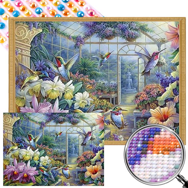 5D DIY Taladro Parcial AB Diamante Pintura Vidrio Jardín 60x45cm