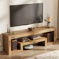 thumbnail image 2 of Finmind 63 Inch TV Stand for 55/60/65 Inch TVs, 63 Inch Farmhouse Entertainment Center with Open Storage Shelves, Television Console Table for Living Room, Bedroom, Rustic Brown, 2 of 6