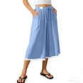 thumbnail image 3 of Dvprdro Capri Pants for Women Cotton Wide Leg Lace Hem Drawstring Elastic Waist Side Pockets Solid Loose Fit Summer Beach, 3 of 8