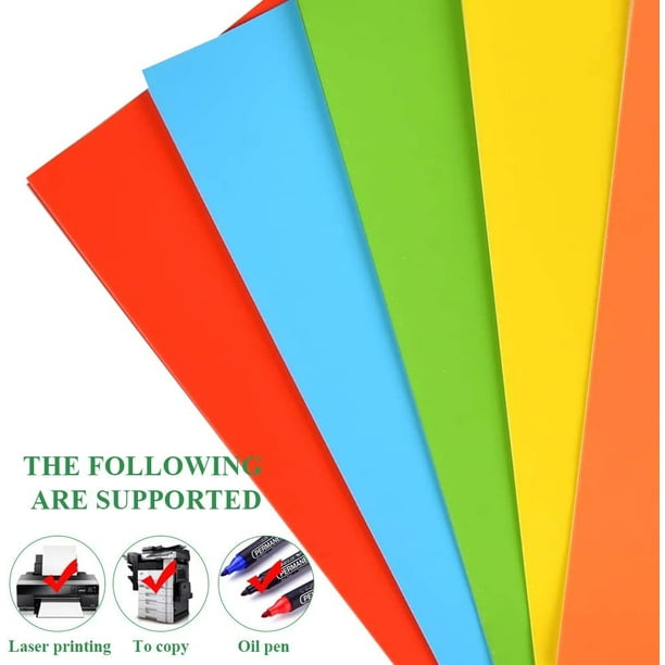 50 feuilles de papier autocollant coloré A4 297 * 210 mm, pour étiquettes  d'adresse et impression, adapté au laser, impression de copie (5 couleurs)  