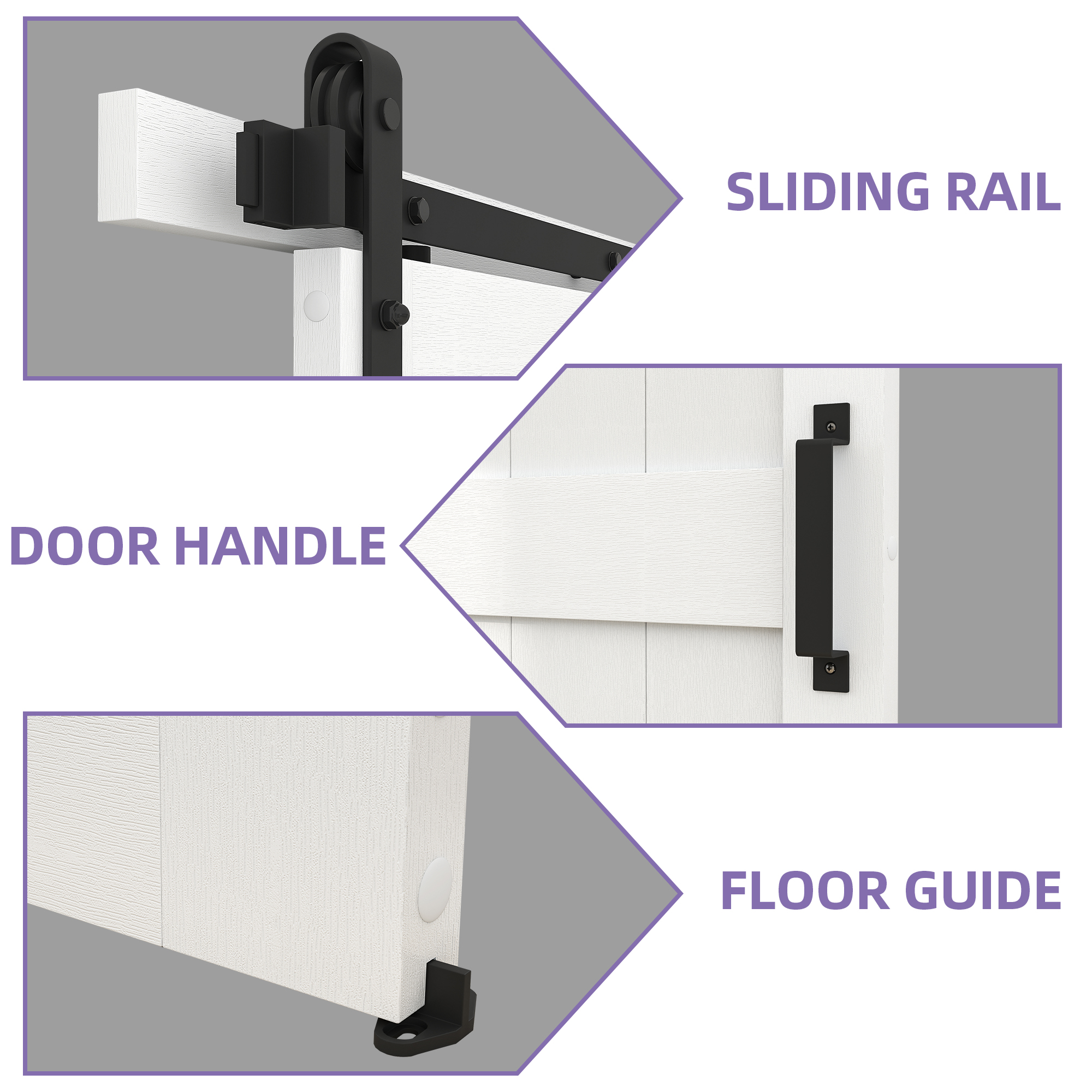 Uforic 30" x 84" Silding Barn Door,with Hardware Kit Rail,and Handle,Pulleys,White