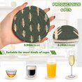 thumbnail image 2 of Yayeee 6 PCS Drink Coasters with Holder Set Woven Absorbent Round Tabletop Hot Pad, Beige Plants, 2 of 7