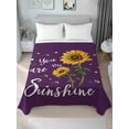 thumbnail image 4 of California King Flat Sheet 108"x98", Purple Sunshine Sunflower Soft Lightweight Bedding Flat Sheets Only, Pastoral Bees Farmhouse Floral Brushed Microfiber Top Bed Sheet, Breathable Bedsheets, 4 of 9