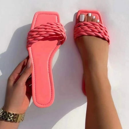 

Summer Woven Sandals Casual Flat-soled Slippers Beach Shoes For Outer Wear