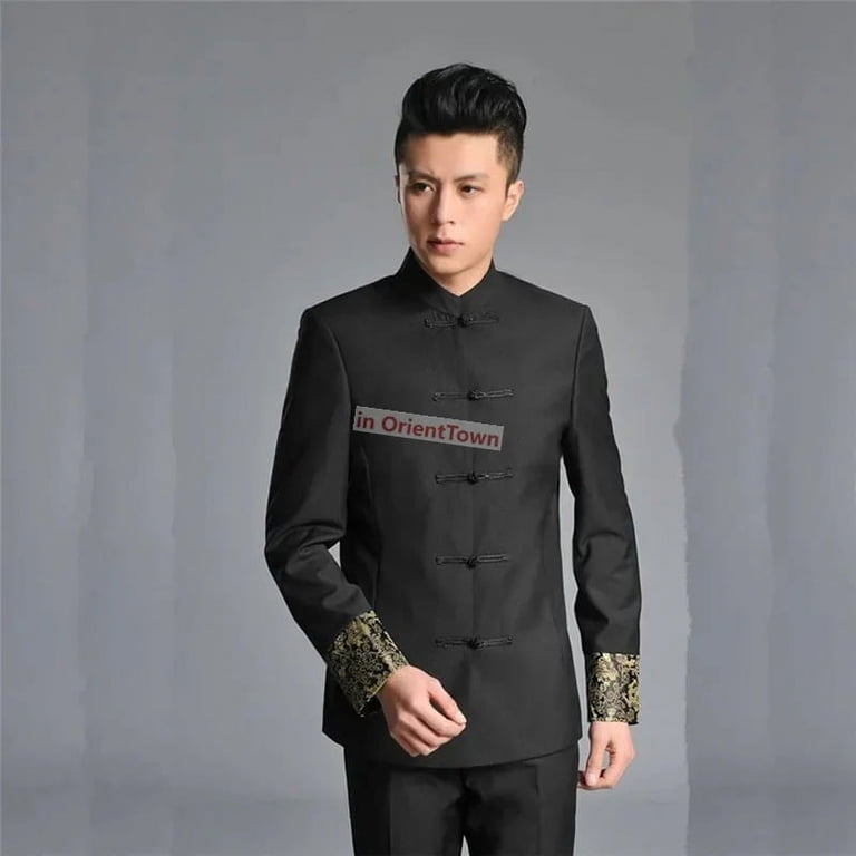 slim fit dress slacks Chinese Wedding Men's Brocade Jacket | East Meets Dress