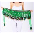 thumbnail image 2 of Sequined Chiffon Tassel Scarf Belly Dance Hip Scarf Waist Chain Skirt Hip Scarf Latin Skirt,darkgreen, 2 of 3
