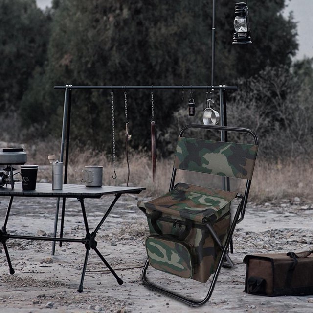 Silla Silla Silla plegable Bolsas enfriadoras de hielo Senderismo Camping Pesca Taburete (Camuflaje)