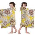 thumbnail image 4 of Yellow Sunflower Bud Leaf Pattern Hooded Bath Towel，50"x30" for Ages 3 To 12 Kids, Quick Dry Lightweight Soft Microfiber Hood Beach Towel Cover Up for Kids, 4 of 7