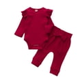 thumbnail image 1 of TheFound Ensemble Pantalon Bébé Complet Combinaison à Volants avec Nœud Pantalon Extensible, 1 of 9