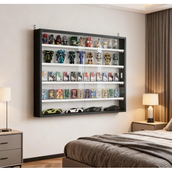 Jewelry Storage Black Wall-Mounted Display Case with Large Capacity,Clear Door for a Stunning Collectible Showcase,Jewelry Boxes