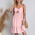 thumbnail image 6 of Sevevn Ladies' Summer V-neck Strap Solid Color Dress Savings Up to 30% Off Pink M, 6 of 9