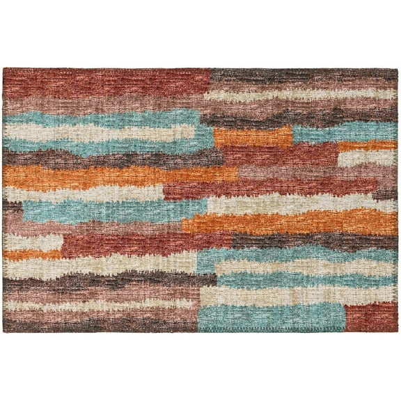 Bravado Indoor/Outdoor Red Modern Color Block 1'8" x 2'6" Non-Skid Accent Rug