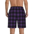 thumbnail image 3 of Kdxio Purple Black Plaid Pattern Mens Casual Shorts - Drawstring Summer Beach Sports Shorts for Men, 3 of 9