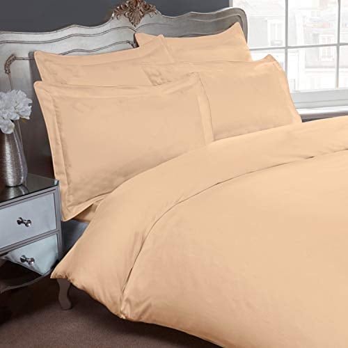 Nisaki Cotton Duvet Cover King Size Apricot Orange, 100% Long Staple Combed Cotton Comforter Cover King Size with Hidden Button Closure (King Bedding Set)