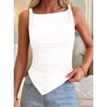 thumbnail image 6 of Asymmetrical Tops for Women Sleeveless Twist Straps Slim Fit Y2K Ruched Tank Shirts Going Out Top White S, 6 of 9