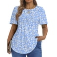 thumbnail image 3 of Fantaslook Blouses for Women Pleated Short Sleeve Tunic Tops Dressy Casual Summer Shirts, 3 of 10