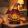 thumbnail image 4 of Halloween Witch Hat Pumpkin Night Light, Glowing Tabletop Ornament for Mantel, Shelf, Bedroom, Home, Holiday Party and Seasonal Decor, 4 of 8