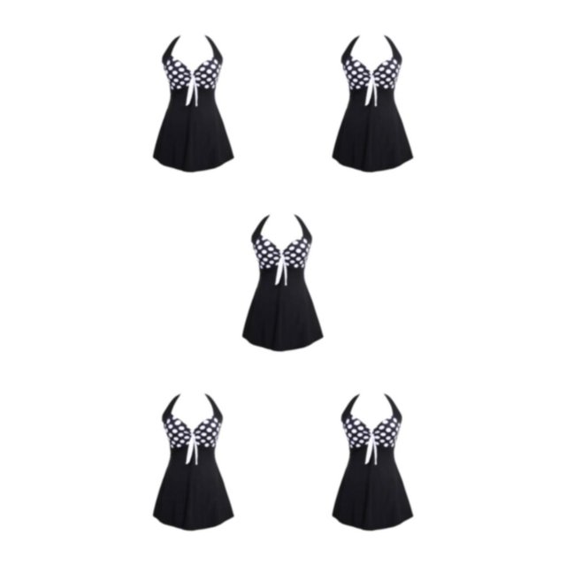 Traje de baño Minnieouse para mujer sexy sin espalda Chinlon puntos negros