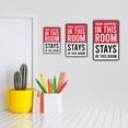 thumbnail image 3 of Portrait Round Plus What Happens In This Room Stays In This Room Wall or Door Sign | Easy Installation | Funny Novelty Imitation Warning Signs -Small, 3 of 6