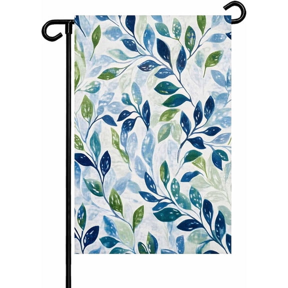 Eucalyptus Leaf Garden Flag Watercolor Vintage Plant Design Burlap Seasonal Outdoor Decor 12 x 18 Inch Vertical Double Sided Green Blue