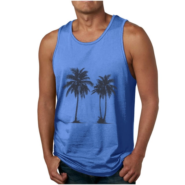 Camisetas de Tanque de los Hombres Tanque de los Hombres Incolor Gradiente de Impresión Cuello Redondo Correa Delgada Fuga Atrás Regular Casual Deportes Blusas de Tanque