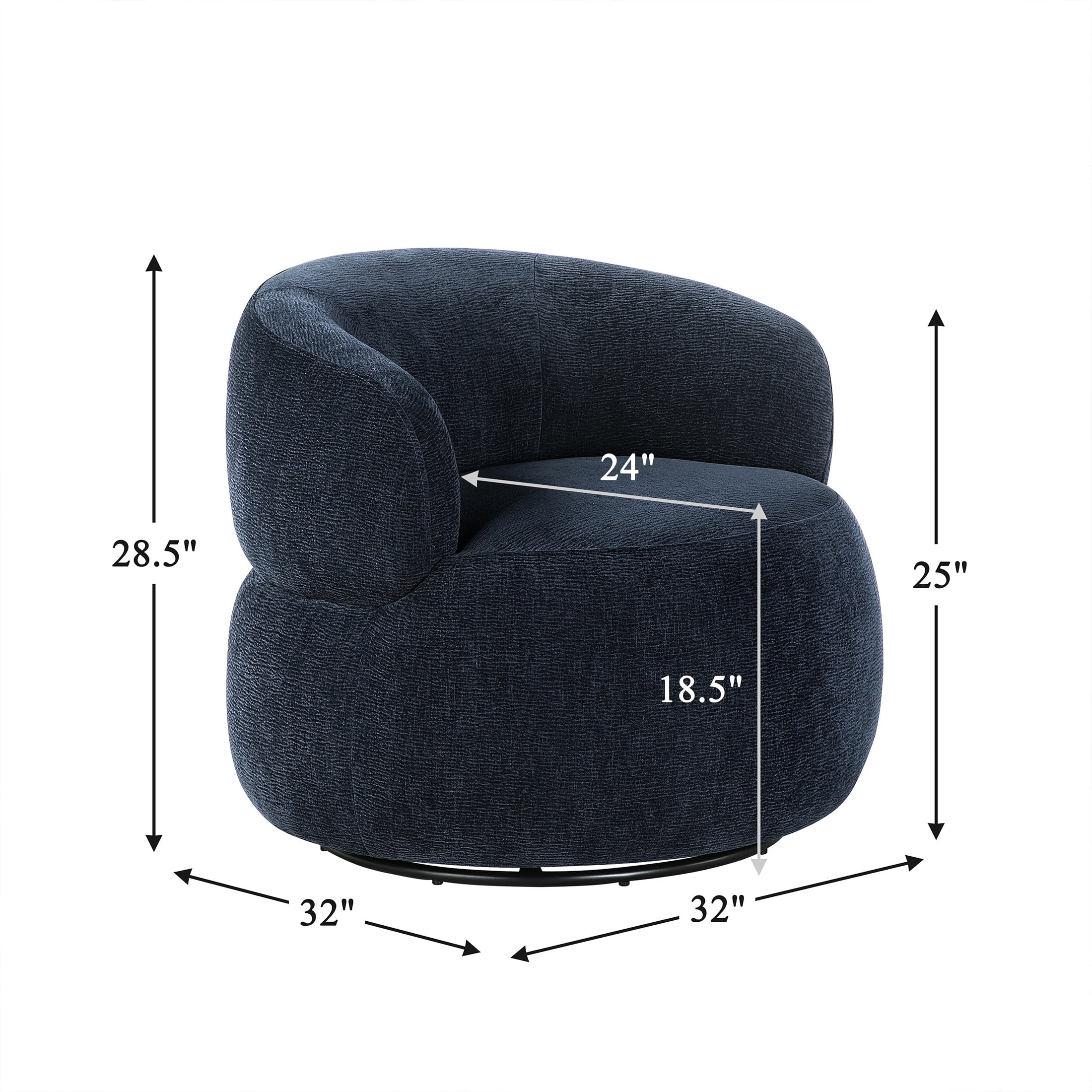 OakvillePark Cressida Chenille Round Swivel Chair, Blue