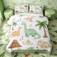 thumbnail image 2 of Manfei Wild Dinosaur Wildlife Quilt King,Retro Palm Tree King Coverlet Set,Green White,3-Piece,1 Bedspread and 2 Pillowcases, 2 of 7