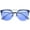 Black-Gunmetal / Blue, variant on sunglassLA - Modern Fashion Ultra Slim Wire Rimless Flat Lens Pantos Sunglasses - 58mm
