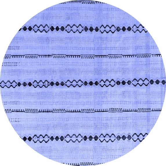 Ahgly Company Indoor Round Abstract Blue Modern Area Rugs, 6' Round