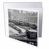 3dRose New York City Train on NY Elevated Railroad Yonkers Switch Station 1860s, Greeting Card, 6 x 6 inches, single