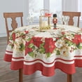 thumbnail image 2 of Elrene Home Fashions Red and White Poinsettias Holiday Tablecloth, 60" x 84" Oval, Multi, 2 of 5