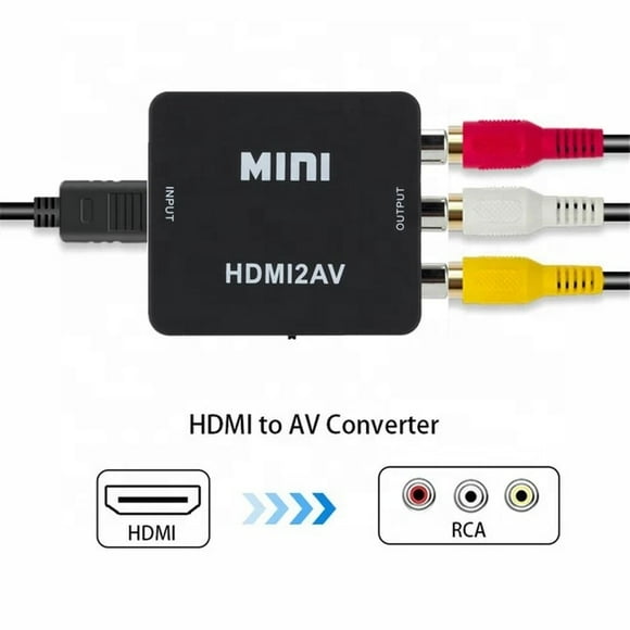 HDMI to RCA, HDMI to CVBS 3 RCA Composite 1080p Video Audio Converter Adapter Supports PAL/NTSC for Xbox, Apple TV,TV Stick, Roku, Chromecast, PC, Laptop, DVD and More (Black)