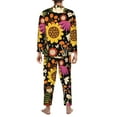 thumbnail image 5 of Kll Sunflowers Mushrooms Sleepwear Mens Flannel Pajamas,Long Cotton Pj Set, 5 of 9