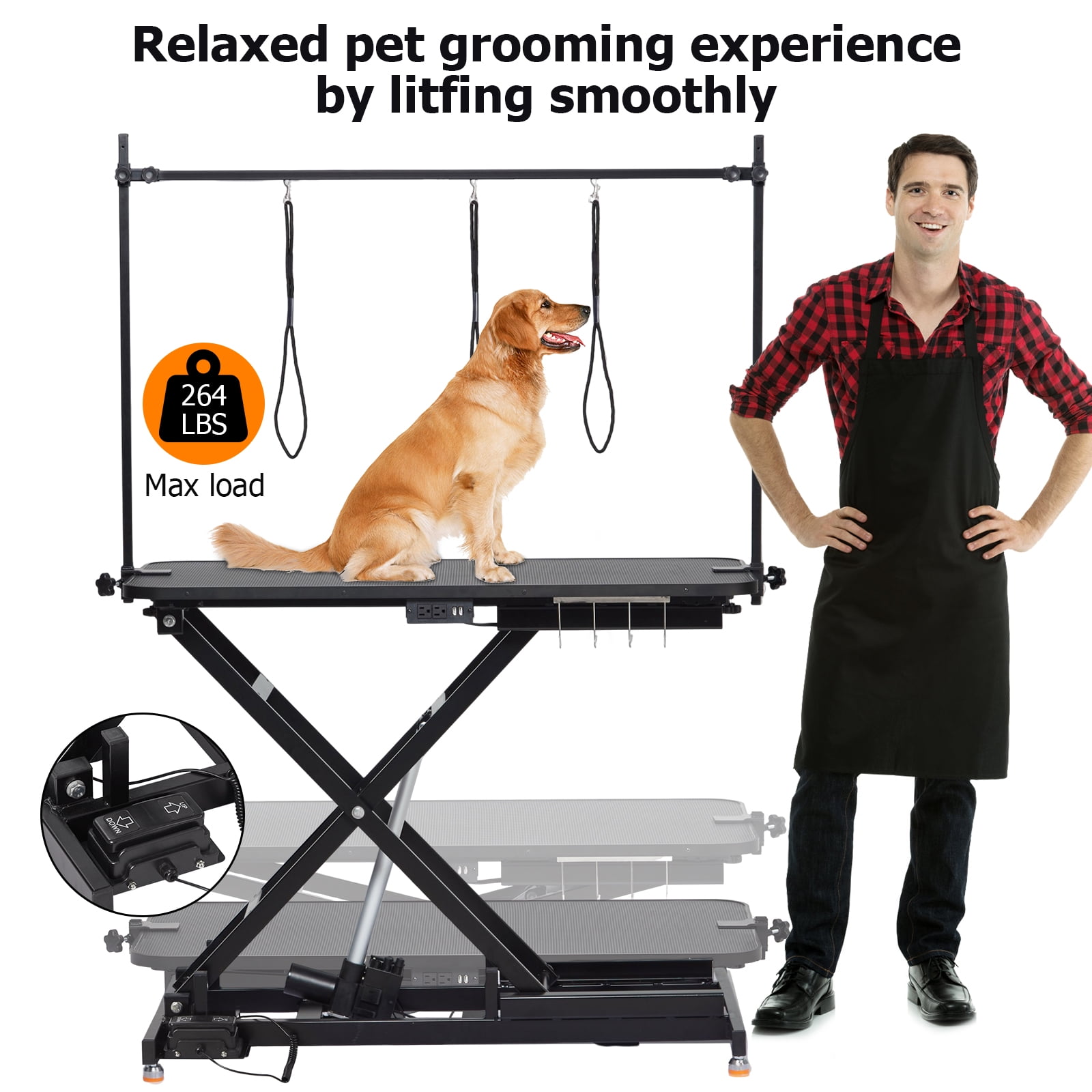 COZONY Electric Pet Grooming Table with Gantry Crane Set, 264 Lbs Load Limit