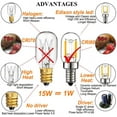 thumbnail image 6 of 1PCS Night Bulbs, Dimmable 2W E12/E14 European Base Edison Bulb for Chandeliers,Ceiling Fan,Pendant, for Microwave Oven, Range Hood, Refrigerator, Appliance Bulb(E14-220V-Warm Light), 6 of 8