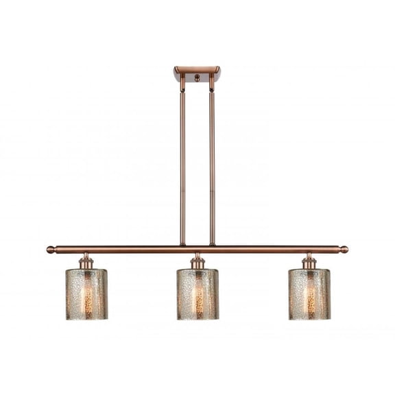 516-3I-AC-G116-LED-Innovations Lighting-Cobbleskill-10.5W 3 LED Island in Art Nouveau Style-36 Inches Wide by 10 Inches High   Antique Copper Finish