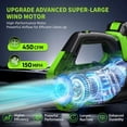 thumbnail image 7 of Cordless Leaf Blower with 2.6Ah Batteries and Fast Charger, 450CFM 150MPH, Green, 7 of 7
