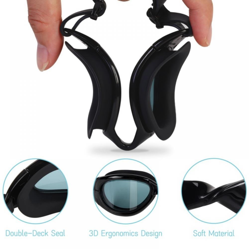 Swimming Goggles Set Professional Anti Fog No Leaking UV Protection Wide View Swim Goggles with Nose Clip, Earplugs and Cap For Women Men Adult Youth Kids