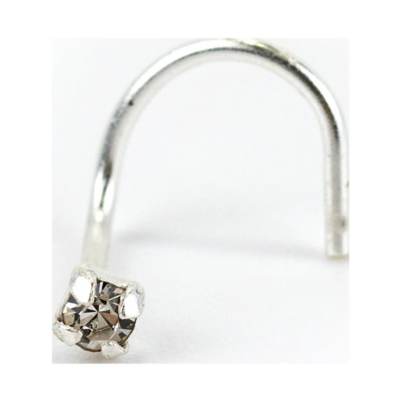 Claire's Women's Silver 22G Classic Crystal Nose Ring Stud, Stainless Steel, Screw Closure, 1 Pack, 90615