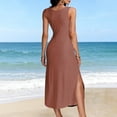thumbnail image 4 of ClodeEU Women's Round Neck Spaghetti Strap Midi Dress with Side Slit ,Loose Fit Casual Solid Color Dress Rose Gold,Womens Plus XXL, 4 of 5