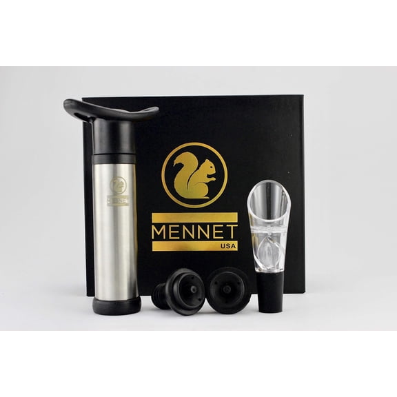 Wine Aerator and Wine Saver Pump with 2 Vacuum Bottle Stoppers by Mennet Supplier